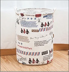 1pc Laundry Basket Folding Round Storage Fabric Bag Large Clothes Toy Holder Handle Bucket Organizer Large Capacity - Цвет: S-1