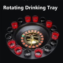 16hole Bullet Cup Roulette Spinning Game Gambling Wine Glass Turntable KTV Bar Party Creative Tools Barware Rotate Drinking Tray