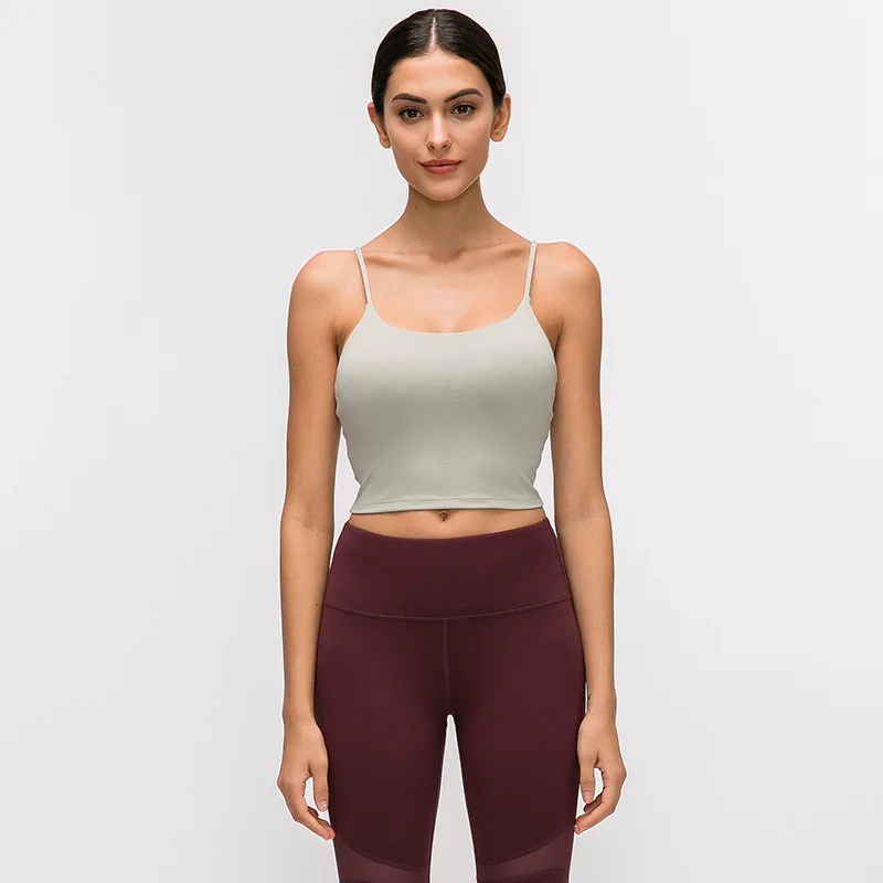 Tanie Imlario klasyczne yoga tank Bralet wyściełane Slim Fit nie posiadamy informacji o każdym różnorodność siłownia Crop Top Push Up Nylon jednolity kolor Workout obcisłe Camisole