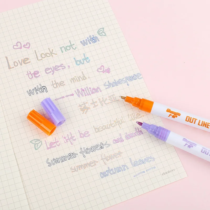 Подарочная карточка для рисования двойная линия контурная Ручка Портативный для школы DIY плакат VJ-Drop