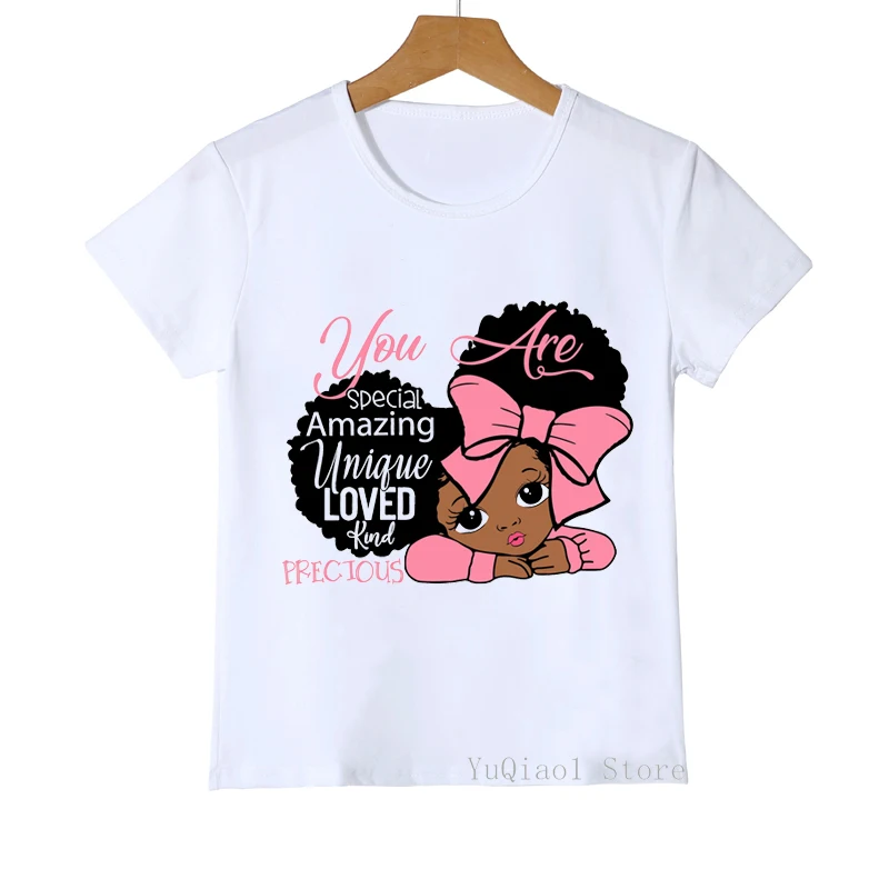 You Are Special Cute African American Melanin Princess Print Children's T-Shirts White Summer Top Tee Black Girl Magic Clothes