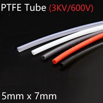 

PTFE Tube ID 5mm x 7mm OD F46 Insulated Capillary Heat Protect Transmit Hosing Rigid Pipe Temperature Corrosion Resistance 600V