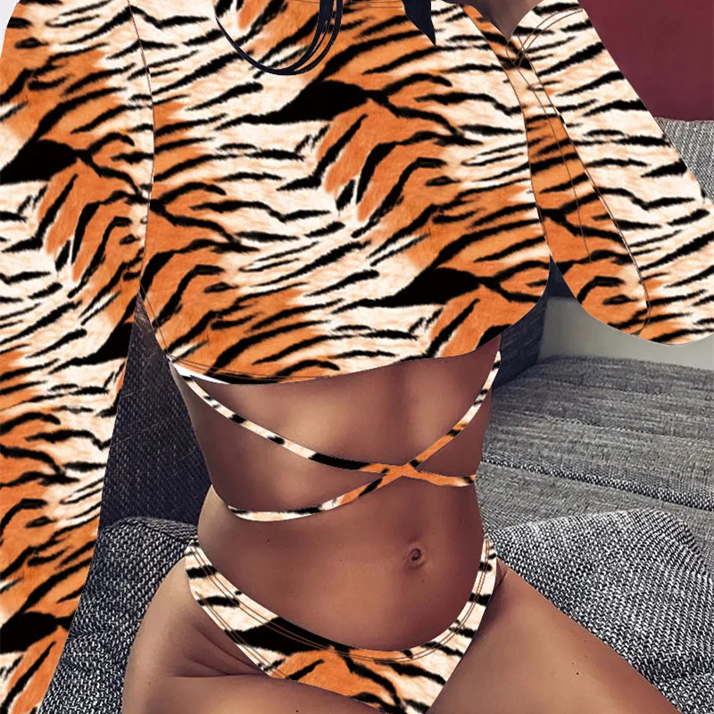

Bikini Set High Waisted 2020 Summer 3Pcs/Set Women Swimsuit Fashion Leopard/Tiger/Zebra Print Swimming Suit Womens Beach Wear