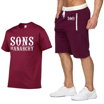 

SOA Sons of Anarchy T Shirts pants suit Sportswear Summer Mens T-shirt SAMCRO high quality Cotton Hip Hop Harajuku Short SleeveF