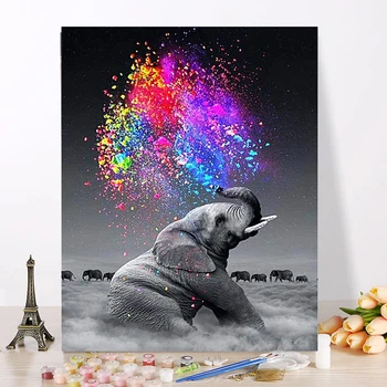 

Oil Painting By Numbers Elephant Animals DIY 40x50cm Frameless Home Decor Digital Painting on canvas For Unique Gift