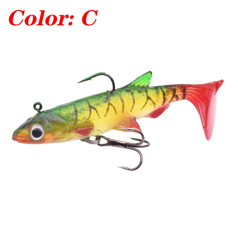 1PCS Small T Tail Soft Bait 50mm 3.5g Jig Head Silicone Swimbaits Artificial Bionics Fishing Lure Wobblers for Shad Bass Pike