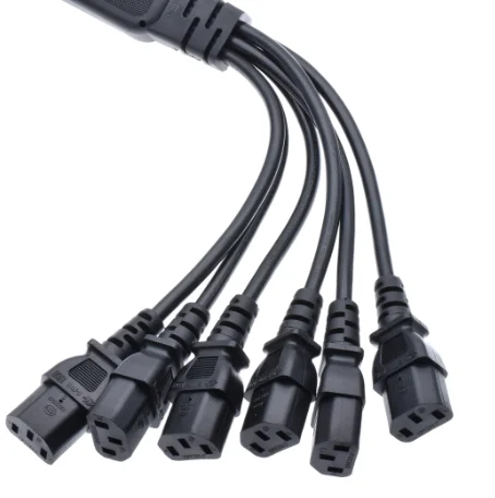 IEC 60320 C14 штекер до 6 способов C13 выход Y Тип сплиттер шнур питания, C14 до C13 6 способов выхода, 60 см длина