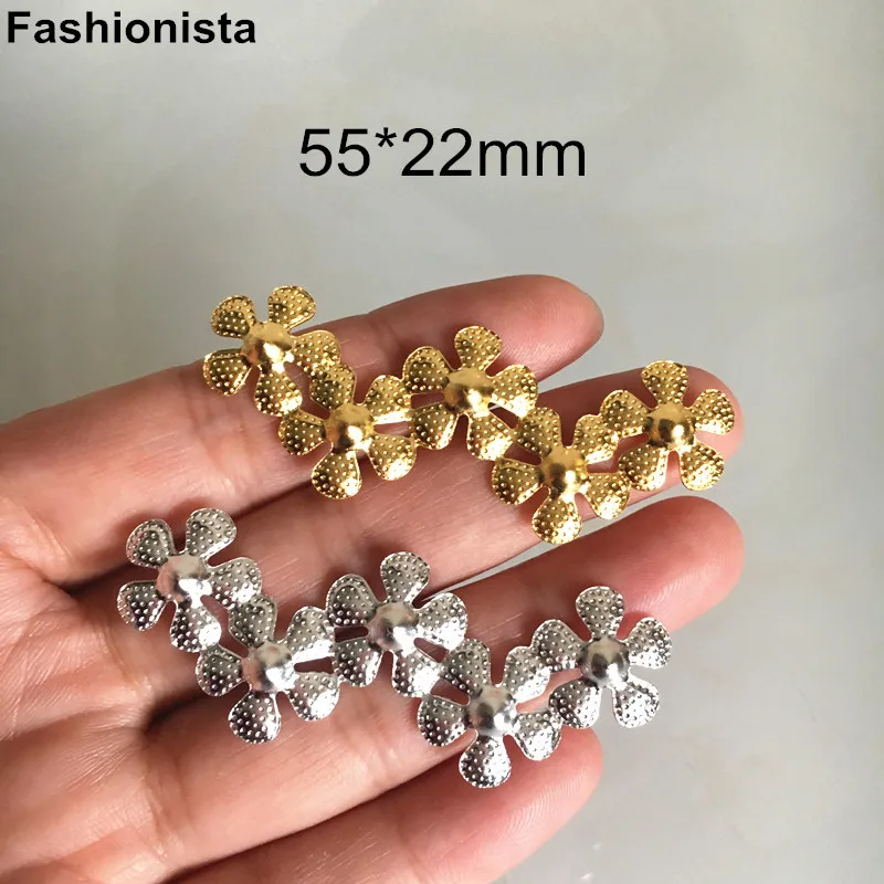30 шт.-металлическими цветочками W 55x22mm Золотой и серебристый цвета-цвет 5 цветов