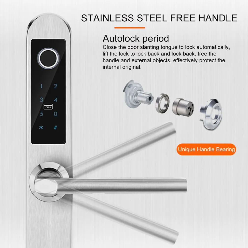 E6800S цифровой биометрический замок отпечатков пальцев без ключа умный дверной замок отпечатков пальцев+ пароль+ RFID карта+ ключ 4 способа
