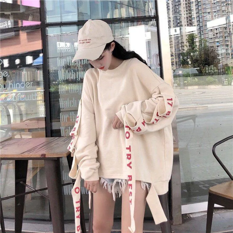 Харадзюку женские футболки свободные Модные женские High Street Ulzzang уличная черная Kpop Толстовка белые топы подарок