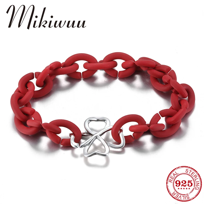 

2019 Fashion Red Rubber X Bracelets For Women Men Bracelet Bangle Lucky clover Charms Beads Unisex Bracelet Jewelry