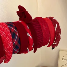 

Women Bezel Headband Thicken Padded Hairbands For Women Red Color Hair Hoop Hairband Cotton Blends Headbands Hair accessories