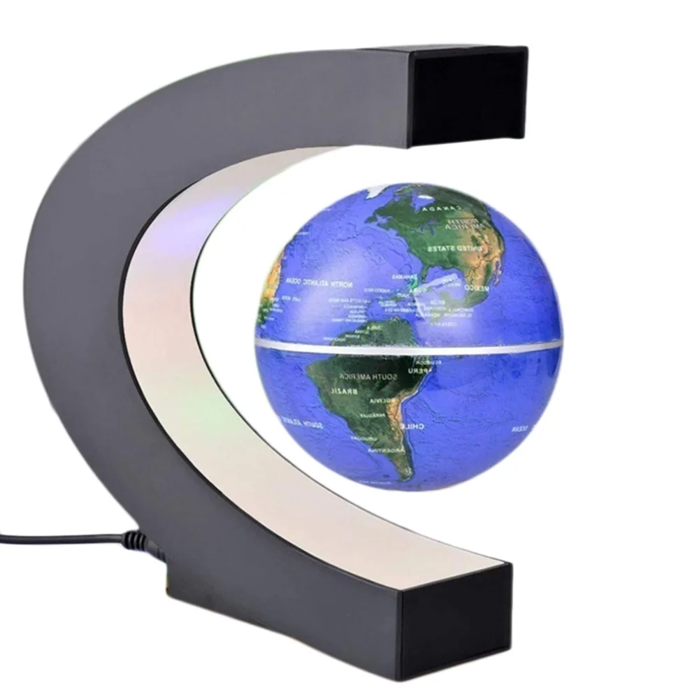 США штекер светодиодный Электронный магнитный левитационный Плавающий глобус антигравитационный светодиодный светильник подарок домашний декор два цвета с настенным адаптером