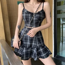 Gothic Y2k Two Pieces Set Women 2021 Summer 2 Piece Plaid Crop Top + High Waist Mini Skirt Punk Streetwear Skirts Sets Female Gothic Y2k Two Pieces Set Women 2021 Summer 2 Piece Plaid Crop Top + High Waist Mini Skirt Punk Streetwear Skirts Sets Female