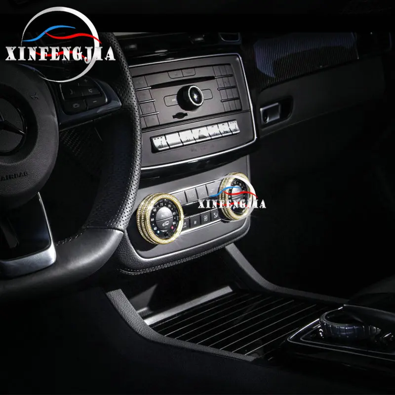 Для Mercedes-Benz ML GL C GLK GLE GLS Class W204 W166 X204 золотистый Серебристый с кристаллами стиль центр вентиляционное отверстие выход кольцо переключателя отделка