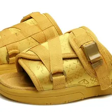 Модные новые стильные мужские холщовые тапочки; Мужская Летняя обувь; нескользящие пляжные шлепанцы; Вьетнамки; сандалии; большие размеры 36-45