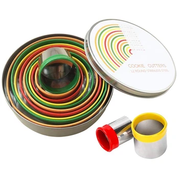 

12 Piece Pastry Cutters Stainless Steel Baking Metal Circle Ring Molds Round Cutters for Muffins Crumpets Donuts & Scones