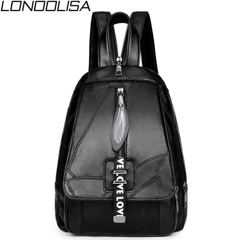 

Multifunction Trend Wild Ladies Tassel Small Black Backpack Light Soft Leather Chest Bag Shoulder Bags for Women Mochila Mujer