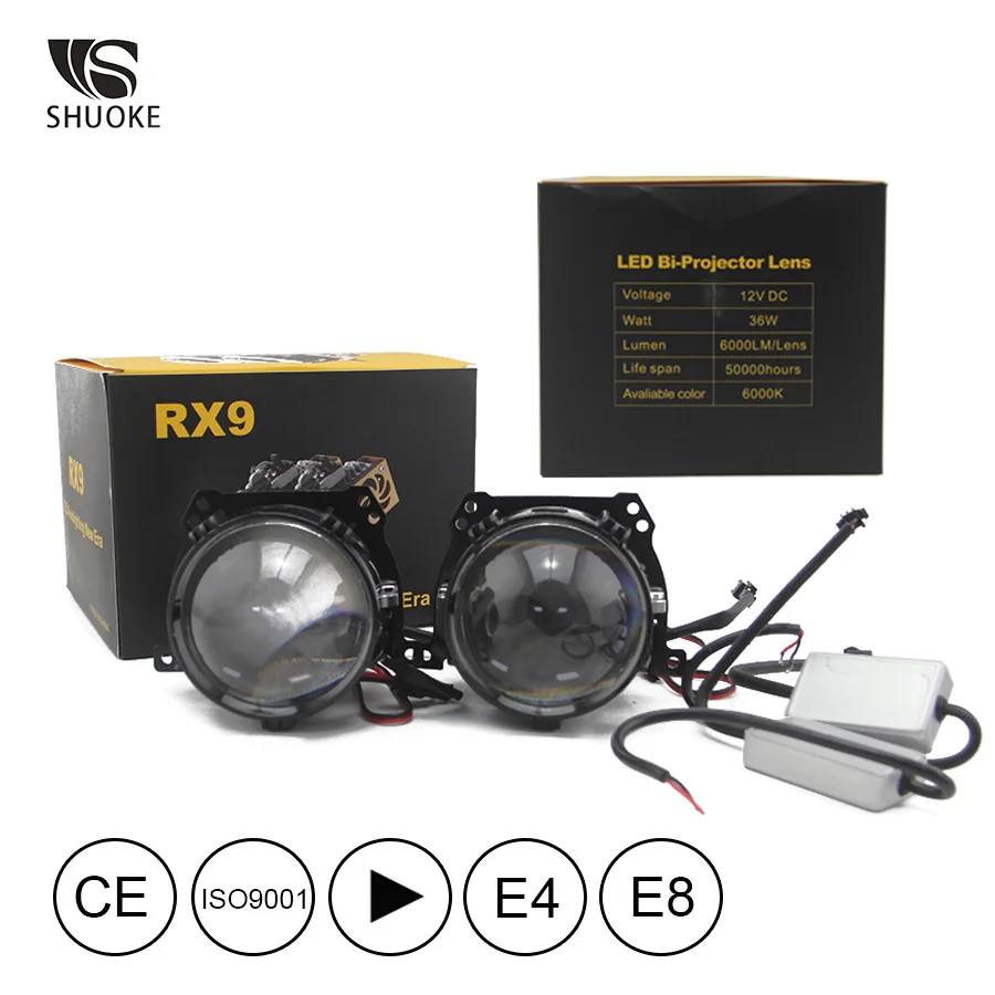  New Freeshipping Shuoke Mini Bi-LED Projector Lens Light 12V 6000K Retrofit Biled Bi LED Projector  - 32976971782