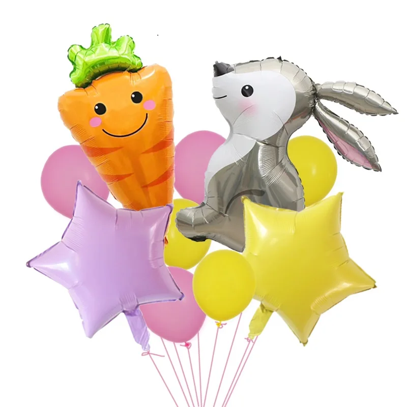 

10Pcs Easter Decoration Rabbit Foil Balloons Bunny Jungle Animals Baby Shower Helium Ballon Wedding Birthday Party Decor Globos