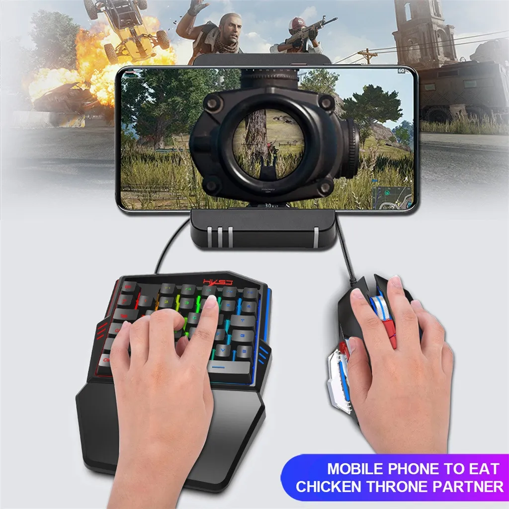 Single hand One-Handed Gaming Keyboard HXSJ V100-2+A866 35 Key RGB Backlit Keypad Mouse Set for PC PS4 Xbox Gamer For Win | Компьютеры и