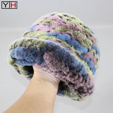 Роскошный натуральный мех, зимняя женская шапка, настоящий мех кролика, женская теплая шапка с ушами, модные меховые шапки хорошего качества для девочек, розничная