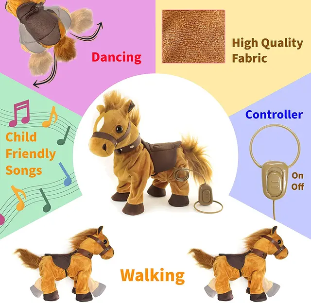 Electronic Interactive Horse Walk Along Horse with Remote Control Leash Dancing Singing Walking Musical Pony Pet Toys For Kids 2