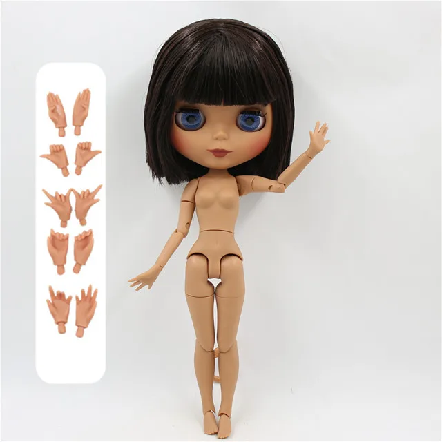 ICY factory шарнирная кукла blyth joint body короткие каштановые волосы матовое лицо 30 см игрушка - Цвет: doll with hands A