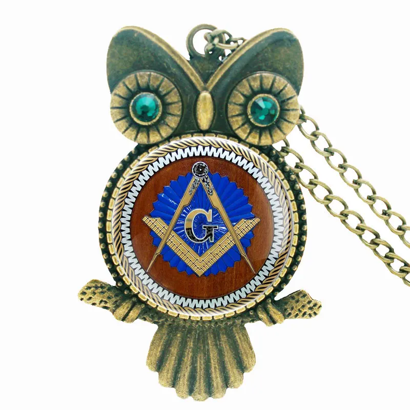 

Classic Handmade Inlaid Rhinestone Necklace Masonic symbol Pendant Charm Men Women Steampunk Jewelry Gifts