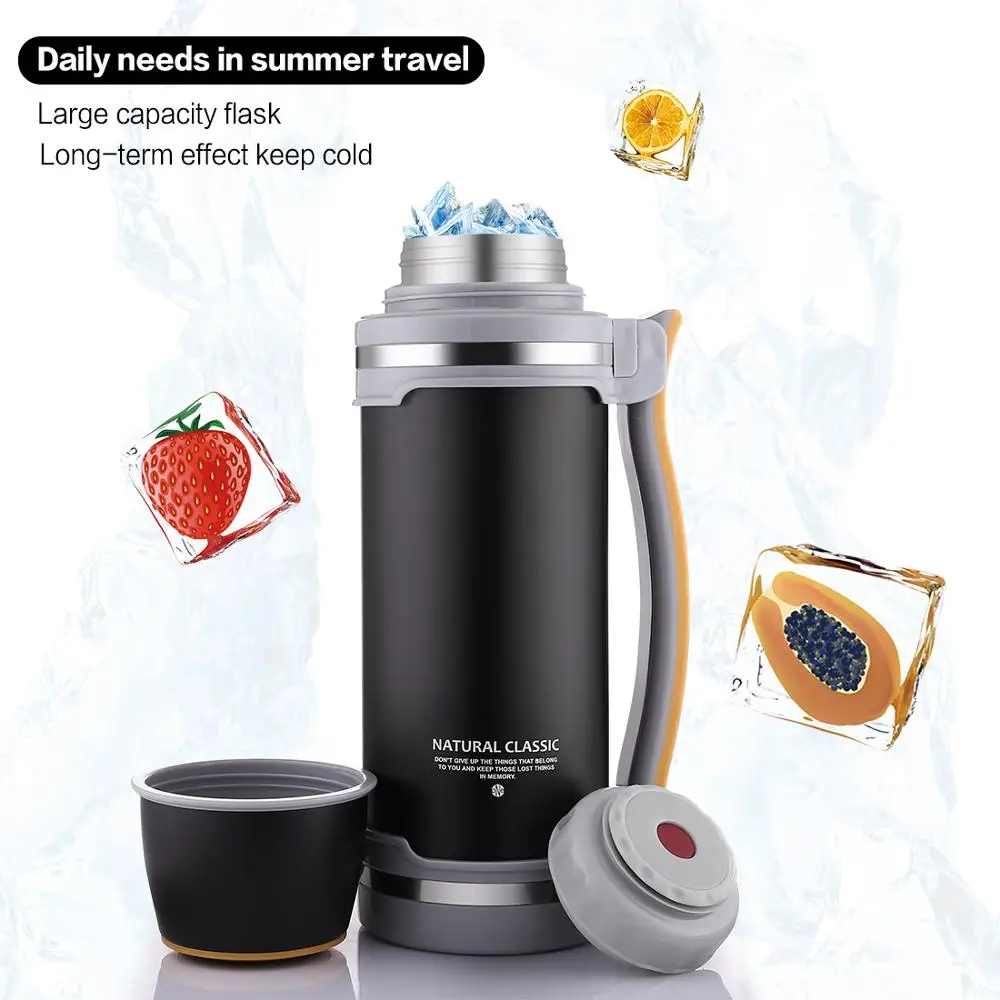 

2L Travel Thermos Kettle With Handle Insulated Stainless Steel Vacuum Flask Cup Thermal Water bottle Cool Hot Retention For Car