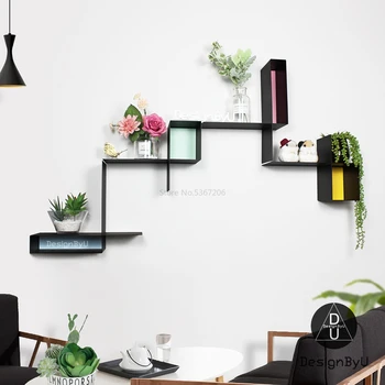 

Nordic Ins Simple Wall Shelf Living Room Children's Room Combination Bookshelf Decoration Wall Color Lattice