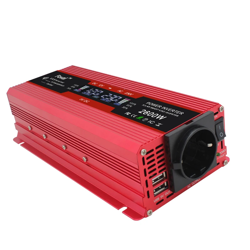 US $33.27 Lcd Voltage Display Power Inverter Dc 12v To Ac 220v 1500w2000w2600w Charger Adapter Converter Eu Socket Auto Accessories