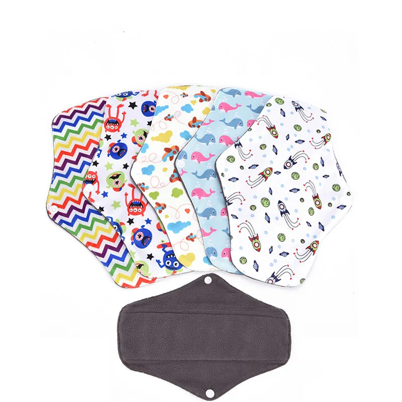 

Menstrual Pads 25*18cm Women Washable Reusable Bamboo Charcoal Cloth Menstrual Pads Waterproof Panty Liners Maternity Pads