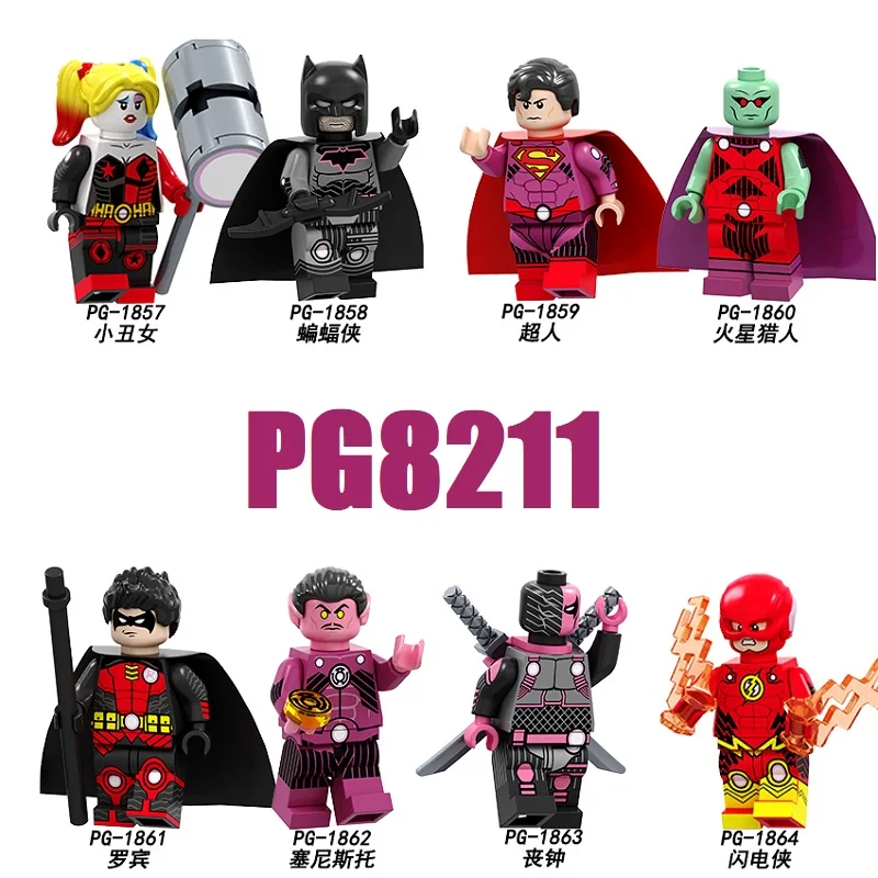 

Building Blocks Figure Super Heroes Clown Girl Superman Batman Death Knell Flash Sensible Robin Mars Hunter For Toys Kids PG8211