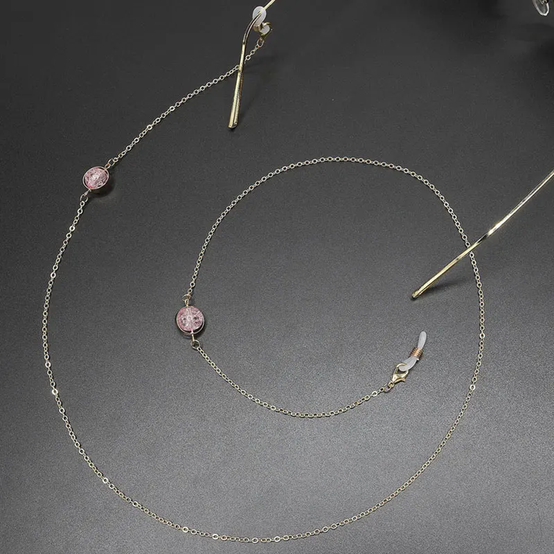 Модные женские розовые бусы цепочки для очков очки на веревке цепочка для очков для чтения очки шнур держатель шейный ремень - Цвет: gold
