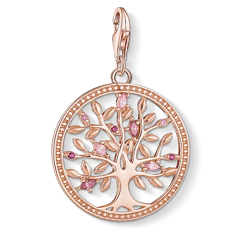 

Rose Gold Tree of Life Round Charms for Jewelry Making 925 Sterling Silver CZ DIY Handmade Bracelet Necklace Accessories Women