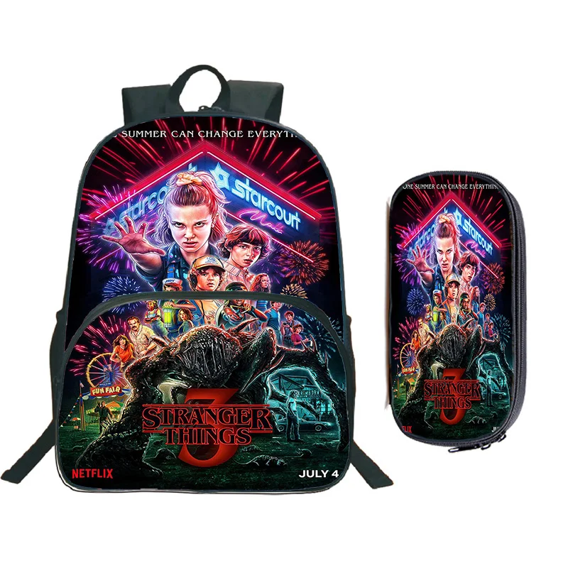 Stranger Things 2Pcs School Backpack Pencil Case boys girls Students Shoulder Bags Teenagers Daily Use Rucksack Book | Багаж и сумки