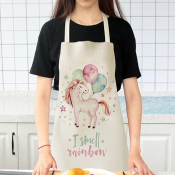 

Waterproof Cartoon Unicorn Apron Ladies Adult Bibs Home Cooking Baking Coffee Shop Cleaning Apron Kitchen Accessories