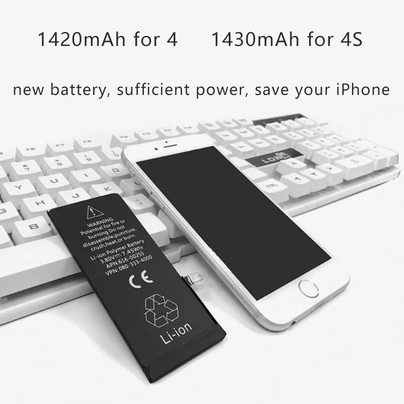 Мобильный телефон аккумулятор 1420 мАч для iPhone 4 4s замена батареи оригинальный