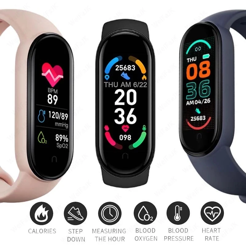 M6 Smart Bracelet Watches Men Women Smart Watch Heart Rate Fitness Tracking Sports Bracelet For Apple