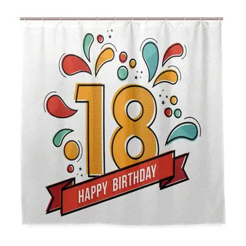 

Unique Shower Curtain Digital Eighteenth Birthday Print Eco-Friendly with 12 Hooks in Bathroom W72 xH96