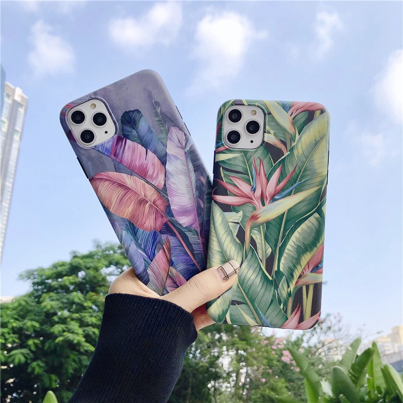 Модный винтажный Цветочный Фламинго банановый лист чехол для телефона iPhone 6 6s 7 8