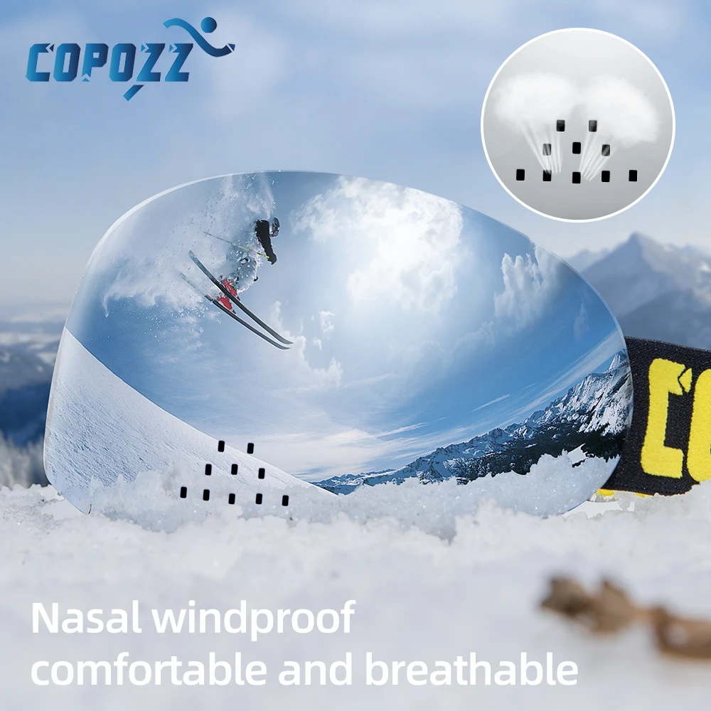 COPOZZ профессиональные лыжные очки двухслойные uv400 защита от тумана носовые wingproof