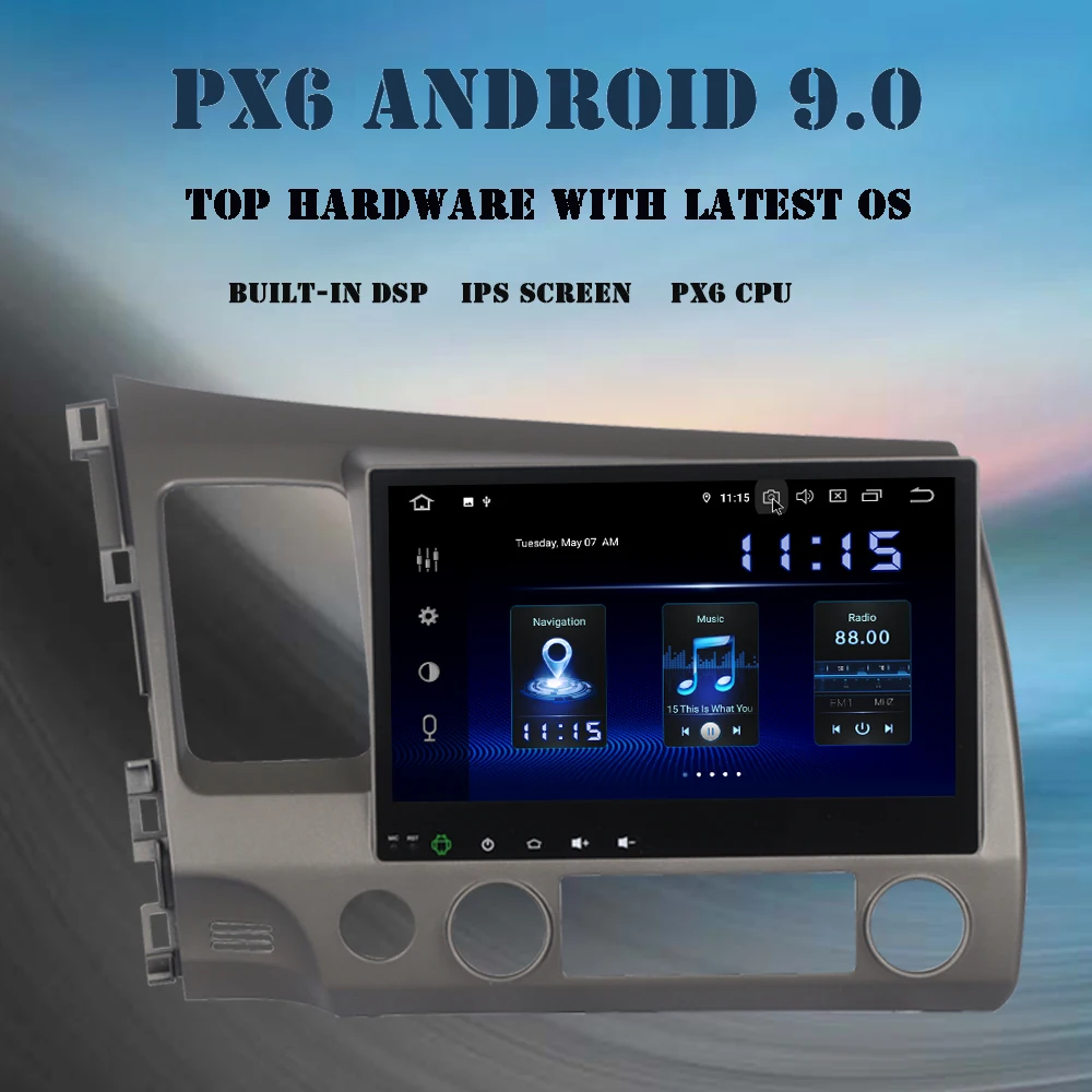 Автомобильный 1 din 10," ips Android 9,0 мультимедийный плеер для Honda Civic 2006-2011 головное устройство Встроенный DSP HDMI выход gps nagivation