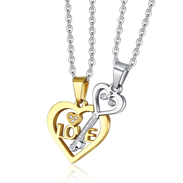 Heart Shape Puzzle Key Pendant Necklace Meaning For Couples Folding Heart  Necklace Bulky Necklaces for Women Fashion Jewelry - AliExpress