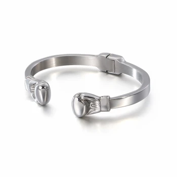

Hip Hop Opening Boxing Gloves Cuff Bangle For Men Stainless Steel Oxidized Dark Matte Mesh Chain Bracelet & Bangle Jewelry