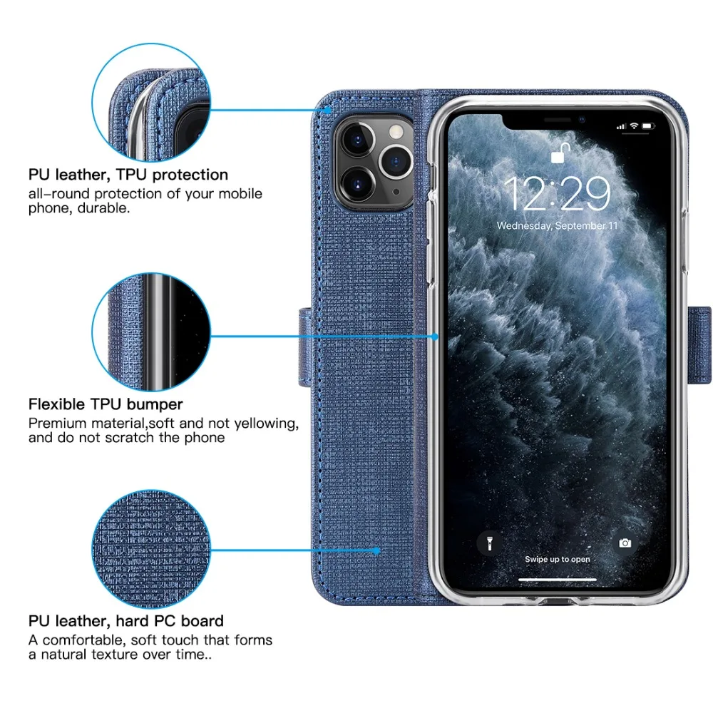Кожаный чехол для iPhone 11 Pro Max, чехол-книжка с откидной крышкой для iPhone 11 Pro Max, 6,5 дюймов, подставка для карт, магнитная Обложка для книг
