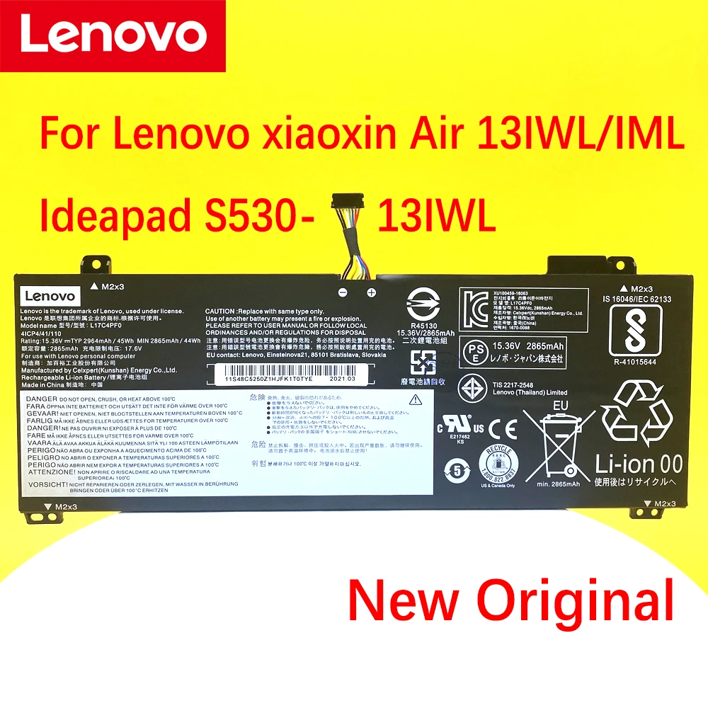 Фото Новый оригинальный аккумулятор для ноутбука Lenovo xiaoxin Air 13IWL/IML Ideapad S530-13IWL L17M4PF0 L17C4PF0 №1