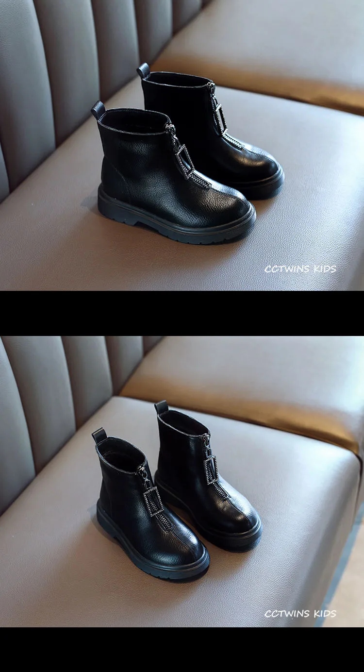 CCTWINS/детская обувь; коллекция года; зимние детские брендовые короткие ботинки; детская обувь из искусственной кожи; модные теплые ботильоны для девочек; FB1826