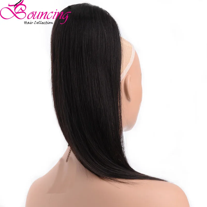 Подпрыгивающие прямые конский хвост бразильские волосы remy на заколках конские хвосты шнурок натуральный черный человеческие волосы для наращивания для женщин
